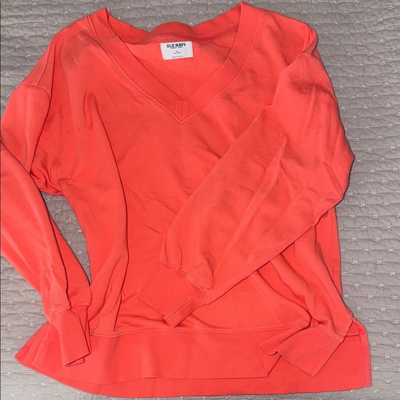 Old Navy Bright Coral V-Neck Pullover - Picture 2 of 6